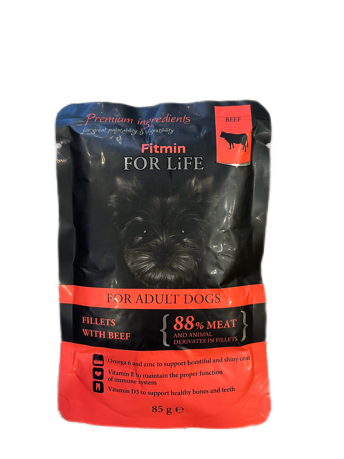Fitmin For Life для взрослых собак кусочки говядины в соусе 85 г
