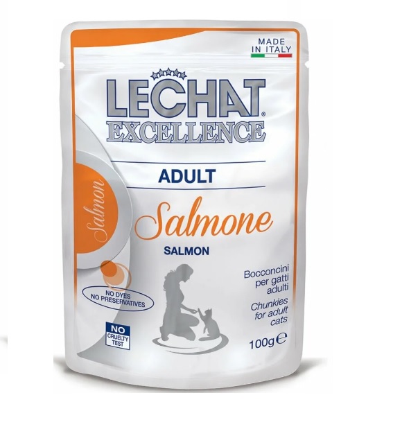 Lechat Excellence для взрослых кошек кусочки с лососем 100 г