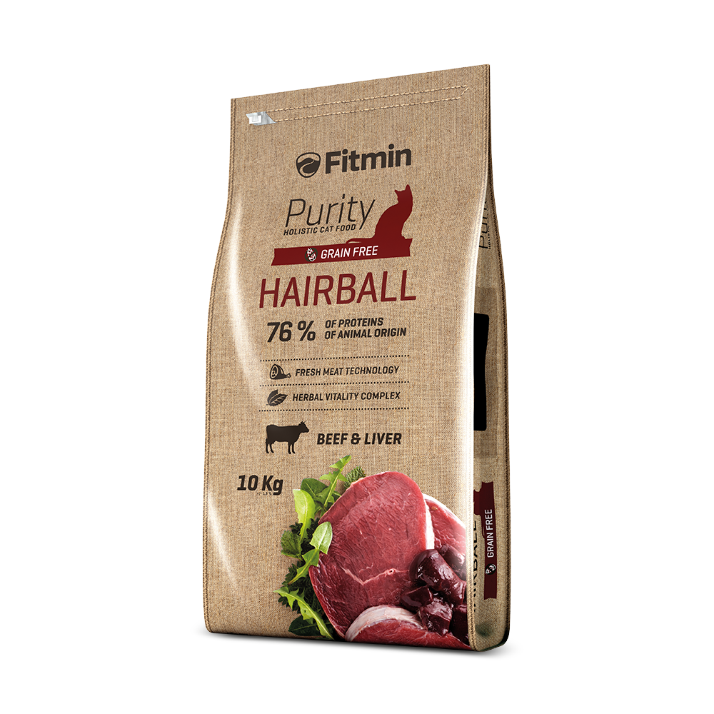 Fitmin Purity Hairball для вывода шерсти из желудка с говядиной 10 кг
