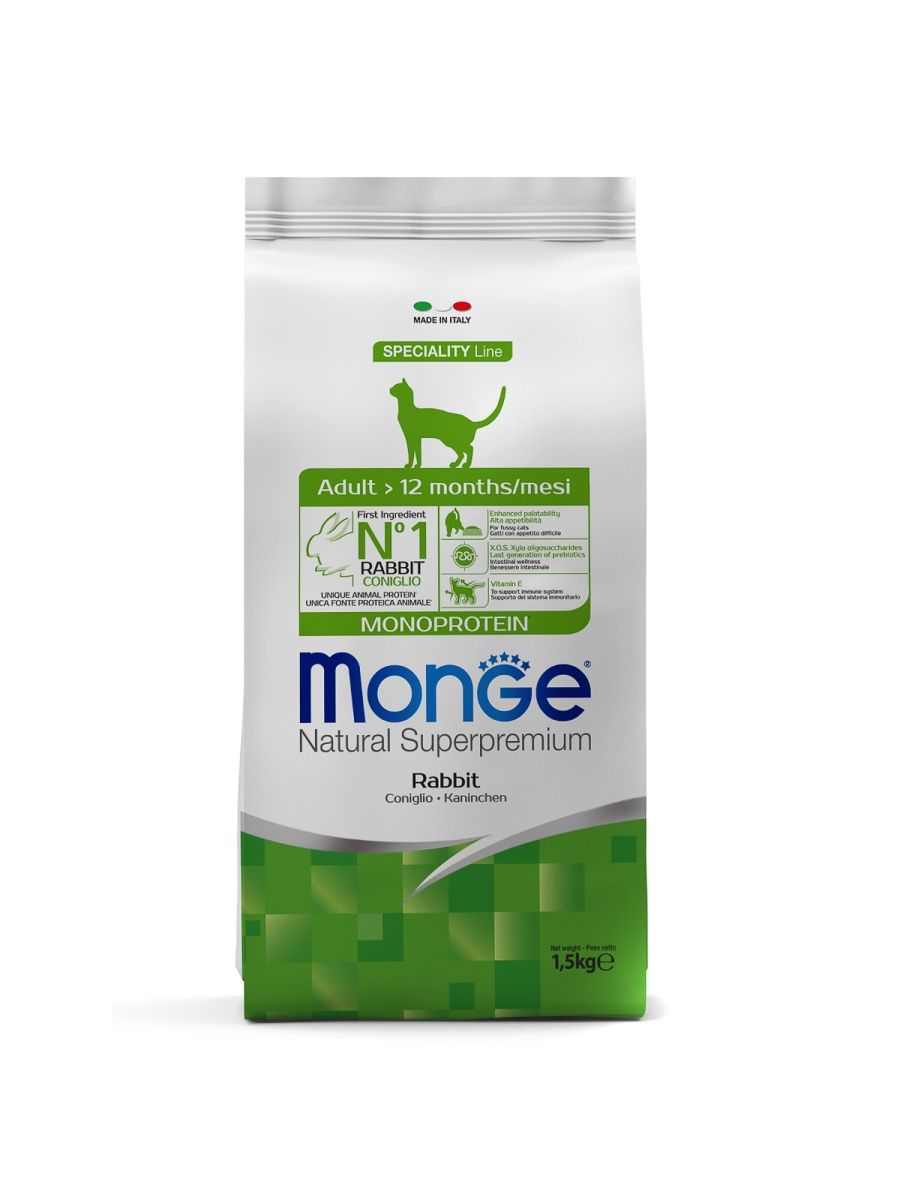 Monge Monoprotein для взрослых кошек с кроликом