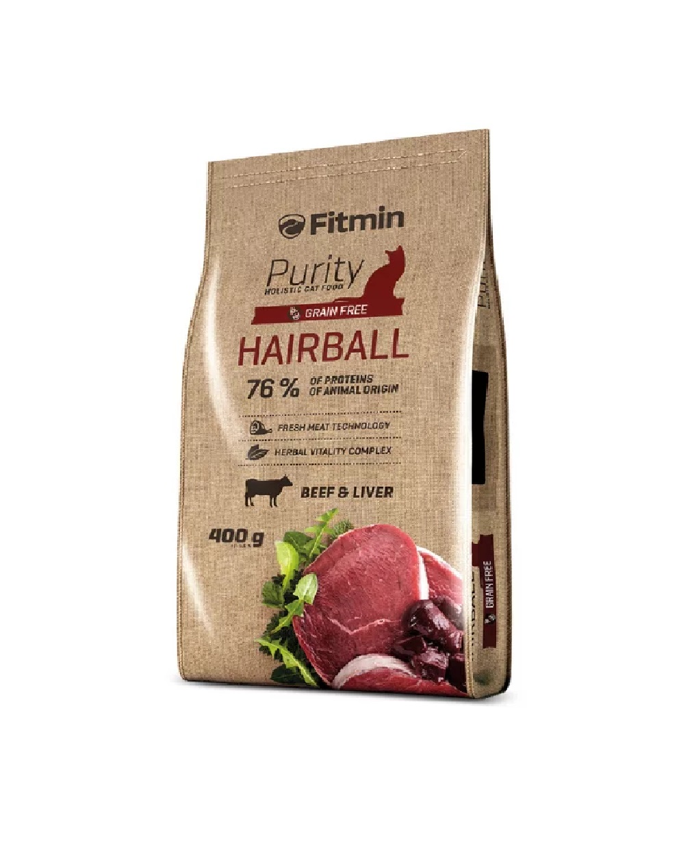 Fitmin Purity Hairball для вывода шерсти из желудка с говядиной 400 г