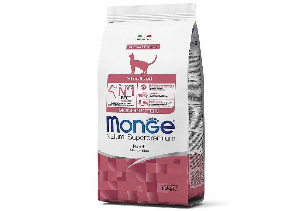 Monge Monoprotein для стерилизованных кошек с говядиной 1.5 кг
